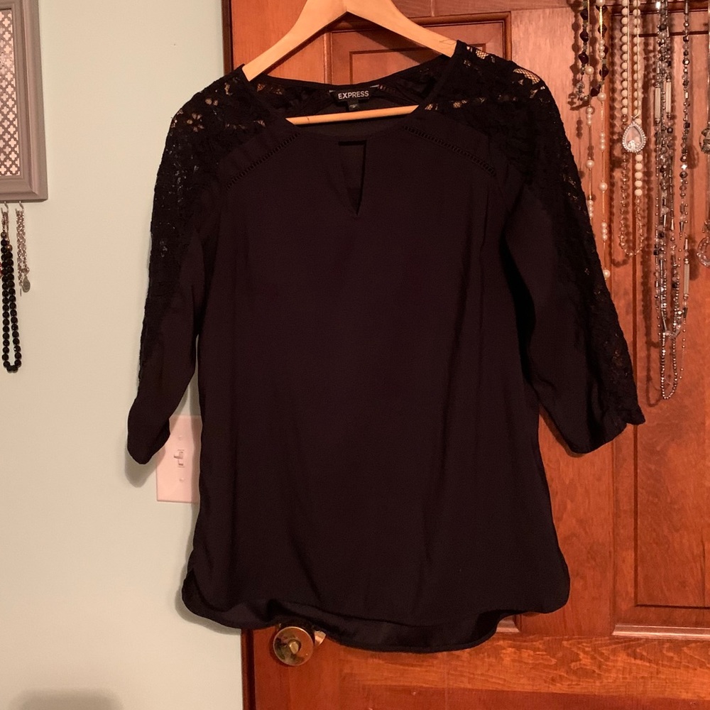 Express Black Lace Top